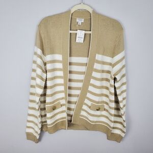 J. Crew Striped Open Cardigan Sweater Size Large NWT